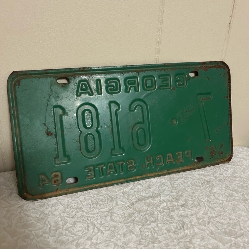 Vintage 1964 Georgia License Plate Green Peach State Collector - Picture 2 of 3